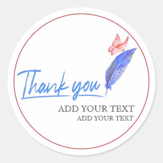 Modern Feather & Butterfly Small Business Thank Yo Runder Aufkleber (Vorderseite)