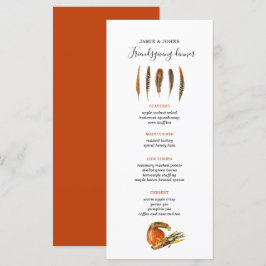 Modern Feathers Erntedank Dinner Menükarte