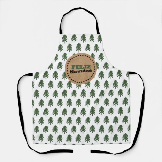 Modern Feliz Navidad Christmas Tree Schürze (Vorderseite)