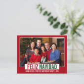 Modern Feliz Navidad Family Foto Red Postkarte (Stehend Vorderseite)