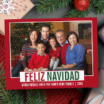 Modern Feliz Navidad Family Foto Red Postkarte<br><div class="desc">Modern Feliz Navidad Family Foto Grün und Rot Weihnachtspostkarte</div>