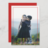 Modern Feliz Navidad Fotokartenüberlagerung Feiertagskarte (Vorne/Hinten)