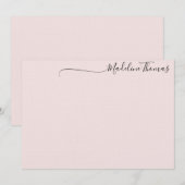 Modern Feminine Black Pink Script Calligraphy name Mitteilungskarte (Vorne/Hinten)