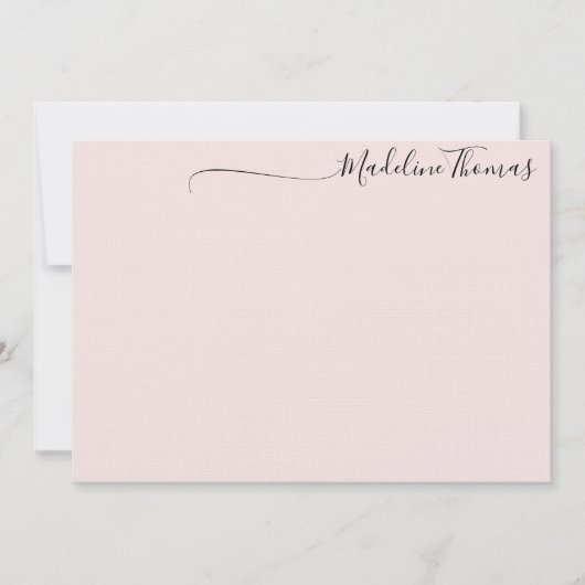 Modern Feminine Black Pink Script Calligraphy name Mitteilungskarte (Vorderseite)