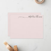 Modern Feminine Black Pink Script Calligraphy name Mitteilungskarte (Vorderseite/Rückseite Beispiel)