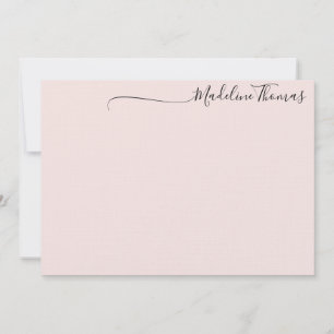 Modern Feminine Black Pink Script Calligraphy name Mitteilungskarte