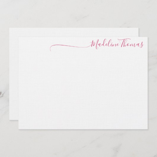 Modern Feminine Blush Pink Script Calligraphy name Mitteilungskarte (Vorne/Hinten)