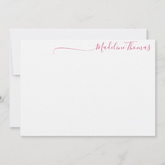 Modern Feminine Blush Pink Script Calligraphy name Mitteilungskarte (Vorderseite)