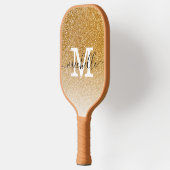 Modern Feminine Girl Gold Glitzer Monogram Name Pickleball Schläger (Links)