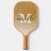 Modern Feminine Girl Gold Glitzer Monogram Name Pickleball Schläger (Rückseite)