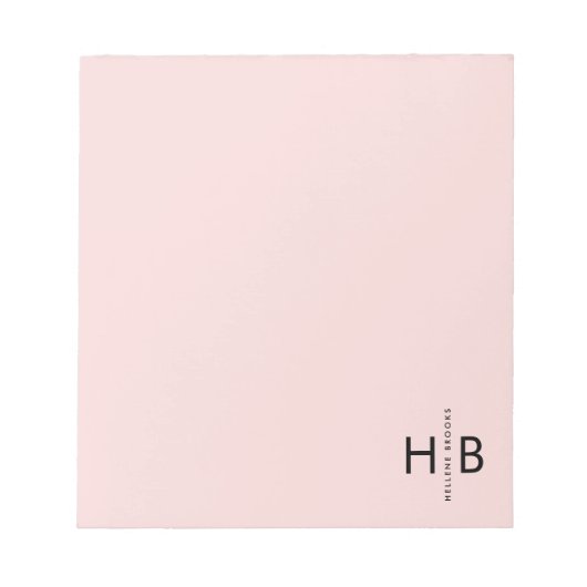 Modern Feminine Girly Pink Initial Monogram Notizblock (Vorderseite)