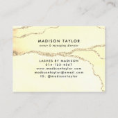 Modern Feminine Gold Glitzer Marble Agate Monogram Visitenkarte (Rückseite)