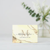 Modern Feminine Gold Glitzer Marble Agate Monogram Visitenkarte (Stehend Vorderseite)