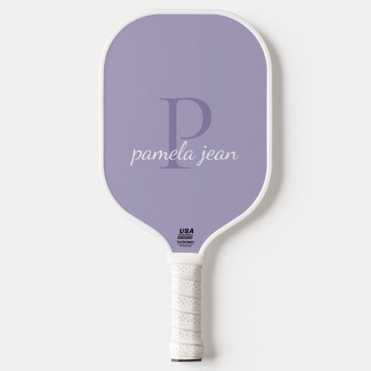 Modern Feminine Pastel Monogram Individuelle Name Pickleball Schläger (Vorderseite)