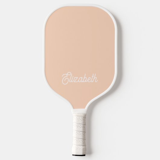 Modern Feminine Peach Pastel Script Individuelle N Pickleball Schläger (Rückseite)