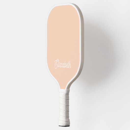 Modern Feminine Peach Pastel Script Individuelle N Pickleball Schläger (Links)