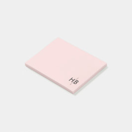 Modern Feminine Pink & Black Initial Monogram Post-it Klebezettel