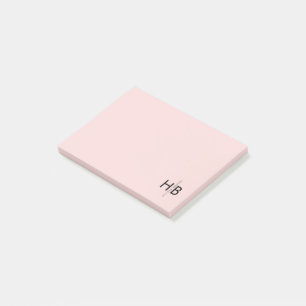 Modern Feminine Pink & Black Initial Monogram Post-it Klebezettel