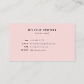 Modern Feminine Pink & Black Initial Name Monogram Visitenkarte (Rückseite)