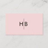 Modern Feminine Pink & Black Initial Name Monogram Visitenkarte (Vorderseite)
