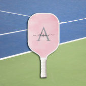Modern Feminine Pink Watercolor Monogram Pickleball Schläger