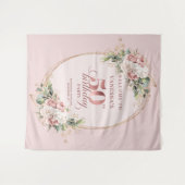 Modern Feminine Rose Gold 50th Birthday Banner Wandteppich (Vorderseite (Horizontal))