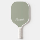 Modern Feminine Sage Green Script Individuelle Nam Pickleball Schläger (Rückseite)