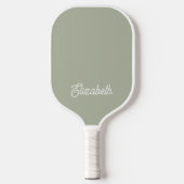 Modern Feminine Sage Green Script Individuelle Nam Pickleball Schläger (Vorderseite)