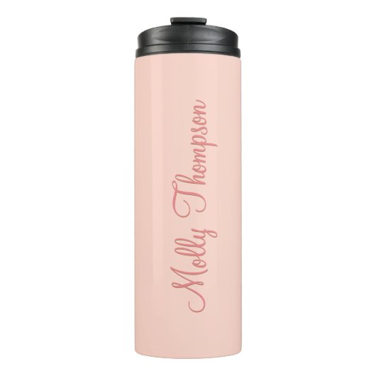 Modern Feminine Soft Pink Script Individuelle Name Thermosbecher (Vorderseite)