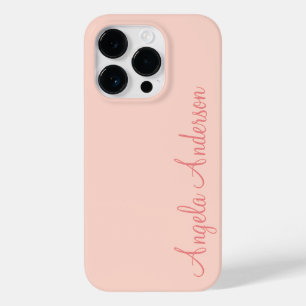 Modern Feminine Solid Soft Pink Script Individuell Case-Mate iPhone 14 Pro Hülle