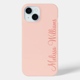 Modern Feminine Solid Soft Pink Script Individuell Case-Mate iPhone Hülle