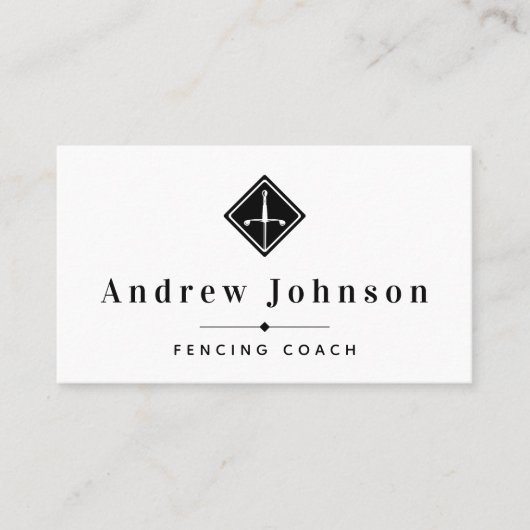 Modern Fencing Logo Coach Instructor Fencer Sports Visitenkarte (Vorderseite)