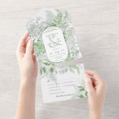 Modern Fern Green Folies Weißes Abendessen All In One Einladung (Abreißen)