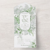 Modern Fern Green Folies Weißes Abendessen All In One Einladung (Innen Boden)