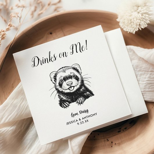 Modern Ferret Wedding Cocktail Napkins  Serviette