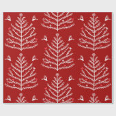 Modern Festival Nordic Christmas Tree Deer Red Geschenkpapier (Flach)