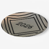 Modern Festive Brushed Metal 2026 New Years Party Pappteller (Schrägansicht)