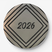 Modern Festive Brushed Metal 2026 New Years Party Pappteller (Vorderseite)