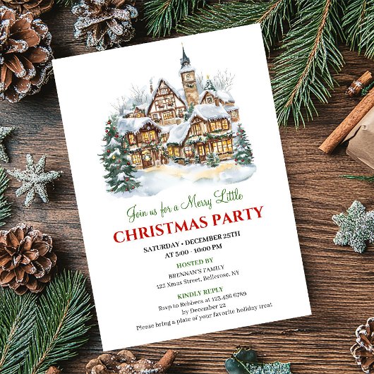 Modern festive city Christmas party dinner invite Einladung