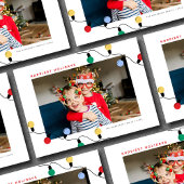 Modern Festive Colorful Christmas Lights One Photo Feiertagskarte