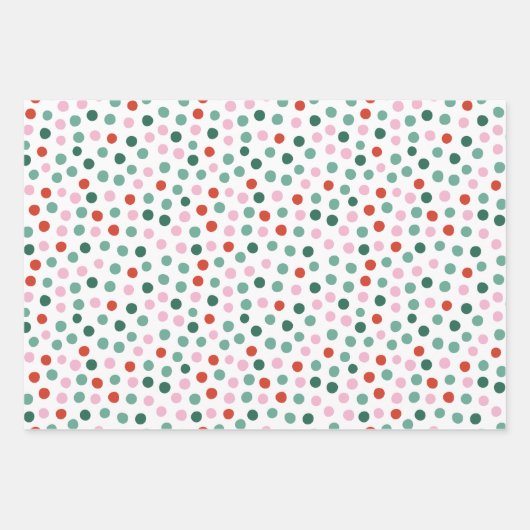 Modern Festive Dot Pattern Christmas Geschenkpapier Set (Vorderseite)