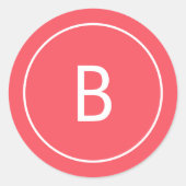 Modern Festive Red Monogram Christmas Envelope Runder Aufkleber (Vorderseite)