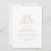 Modern Fete Gold machte sie es Foto Arch Abschluss Einladung (Vorderseite)