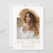 Modern Fete Gold machte sie es Foto Arch Abschluss Einladung (Rückseite)