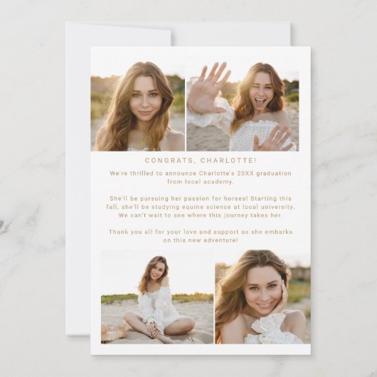 Modern Fete Gold Yay Grad Foto Arch Abschluss Ankündigung (Rückseite)