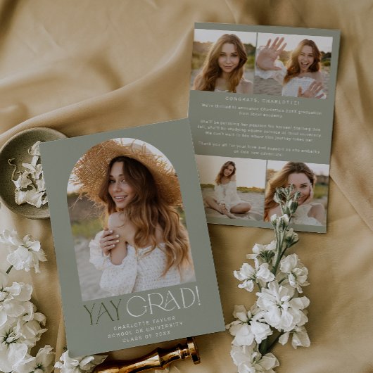 Modern Fete Green Yay Grad Foto Arch Abschluss Ankündigung