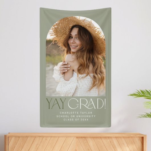 Modern Fete Green Yay Grad Foto Arch Abschluss Banner