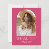 Modern Fete Hot Pink Foto Arch Abschluss Dankeskarte (Vorderseite)