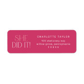 Modern Fete Hot Pink sie tat es Abschluss zurück (Vorne)