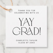 Modern Fete Minimal Yay Grad Danke Abschluss Geschenkanhänger (Vorderseite)